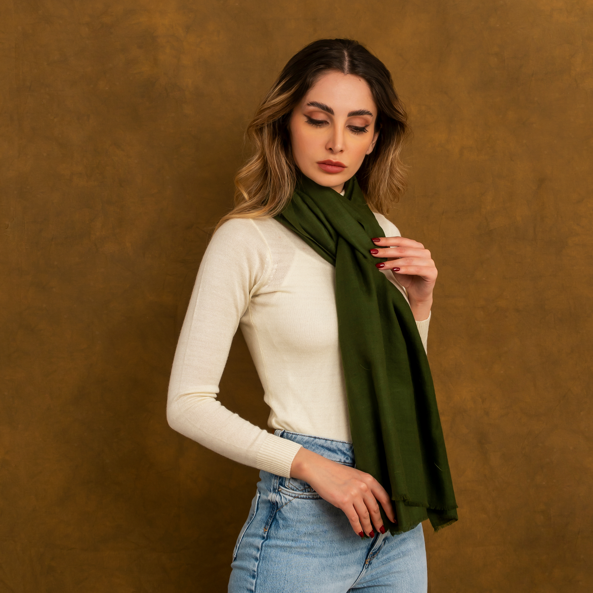 Dark green best sale cashmere scarf