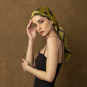 Khaki Green and Black Women's Royal Silk Scarf - HeritageModa