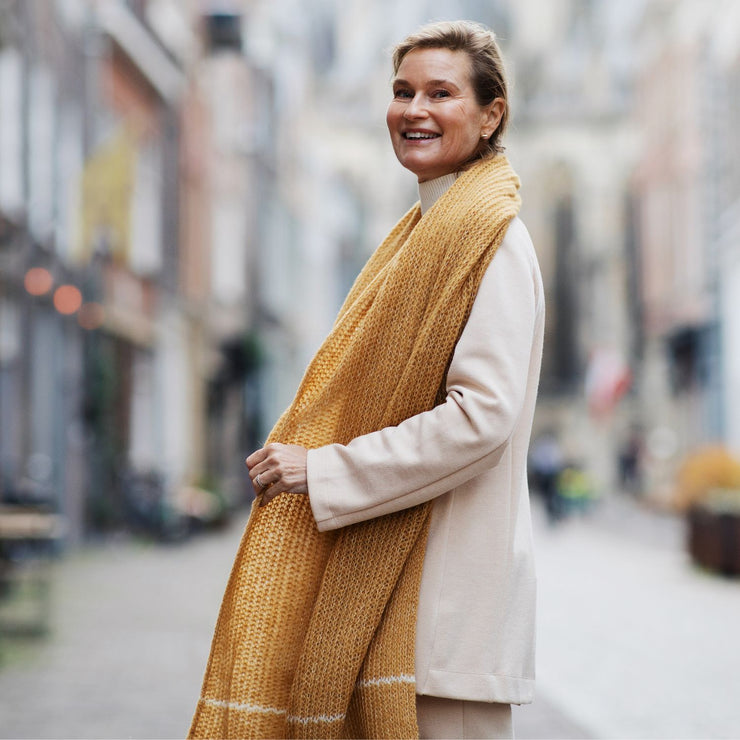 Golden Brown Pure Alpaca Handmade Scarf