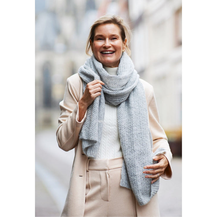 Handknit Soft Light Grey Alpaca Scarf