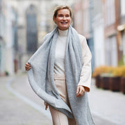 Handknit Soft Light Grey Alpaca Scarf