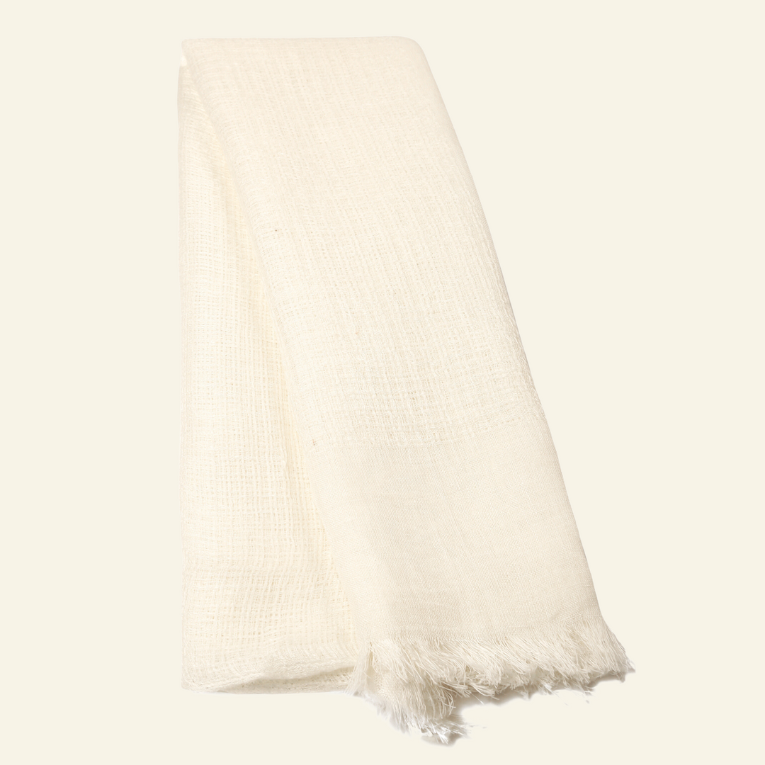 Handmade Unisex Linen Scarf - White | HeritageModa