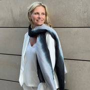 Unisex Featherlight Grey Black Wool Silk Scarf