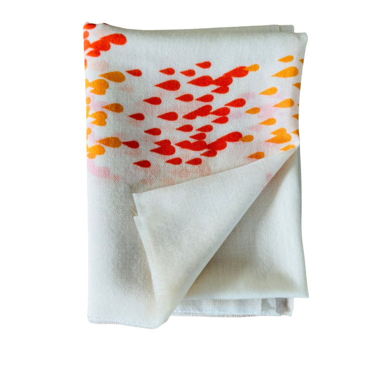 Ivory Orange Playful Print Wool Silk Scarf