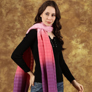 Handwoven Ombré Purple Pink Pure Wool Scarf