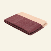 Handwoven Wool Scarf – Deep Burgundy Herringbone with Sand Border