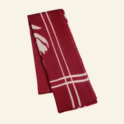 Hand-Painted Wool-Silk Scarf – Deep Burgundy with Soft Nude Floral Accents