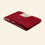 Hand-Painted Wool-Silk Scarf – Deep Burgundy with Soft Nude Floral Accents