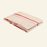 Luxury Wool-Silk Scarf – Hand-Painted Ivory with Red & Pink Floral Design