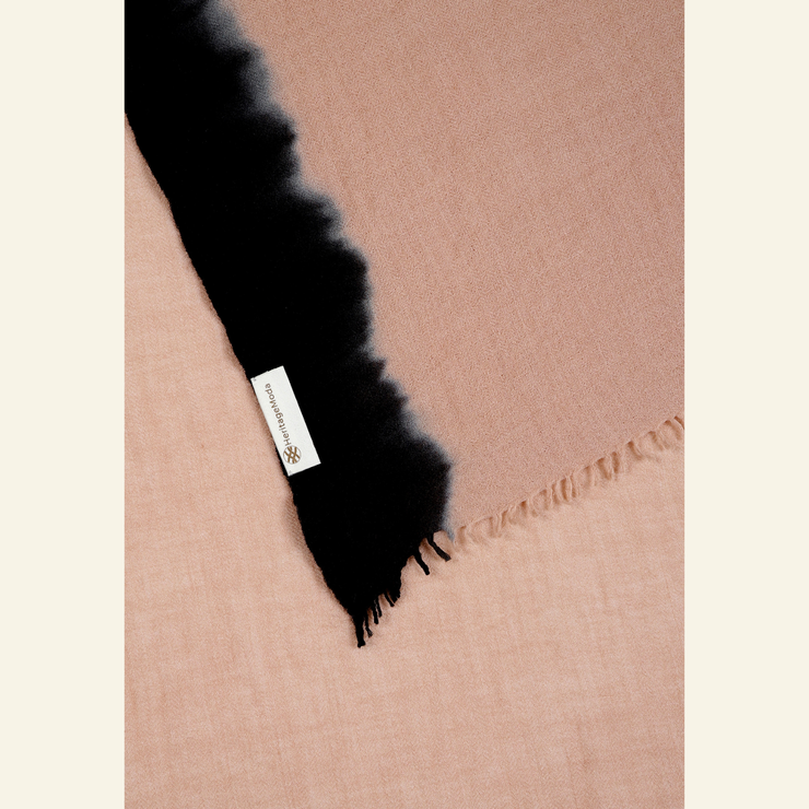 Handwoven Wool-Silk Scarf – Sand & Black Ombré  Wrap for All Seasons