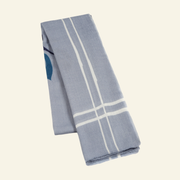 Luxury Wool-Silk Scarf – Hand-Painted Silver Grey with Deep Blue & Charcoal Floral Design