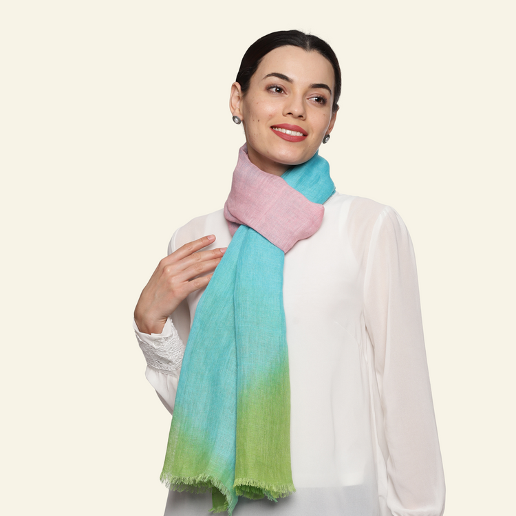 Summer Dip-Dye Linen Scarf
