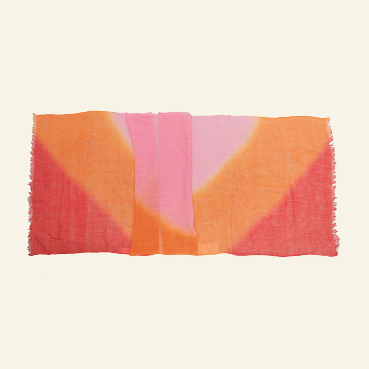 Orange Pink Ombré Linen Scarf - HeritageModa