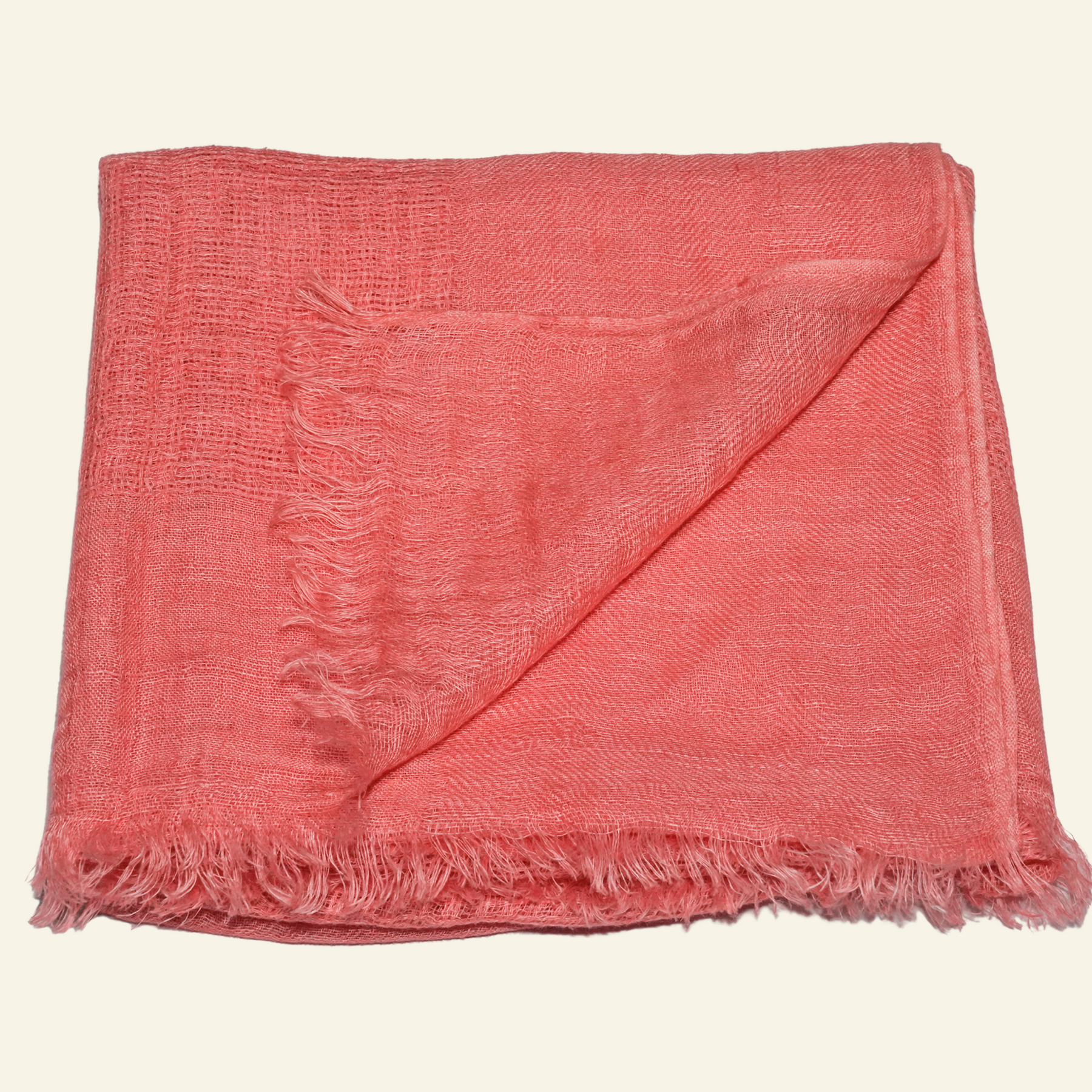 Coral Pink Linen Scarf HeritageModa