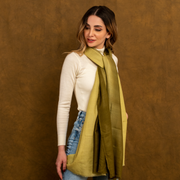 Olive Green Ombré Cashmere Scarf - HeritageModa