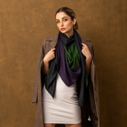 Peacock Blue and Green Ombré Cashmere Scarf - HeritageModa
