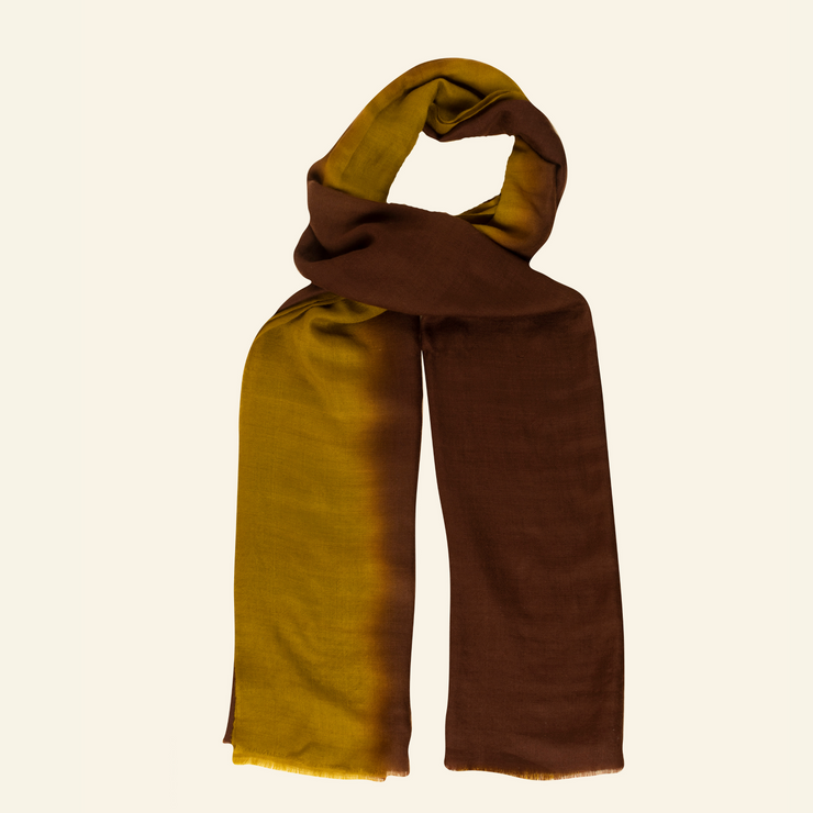Khaki and Brown Ombré Cashmere Scarf - HeritageModa