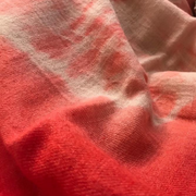 Red And White Cashmere Scarf With Tie & Dye Design - HeritageModa