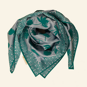 Light Blue and Teal Green Women's Royal Silk Scarf - HeritageModa