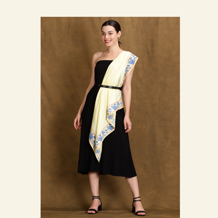 Citrine Yellow Royal Silk Scarf - HeritageModa
